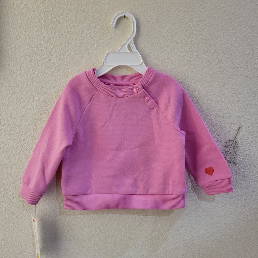 Cat & Jack Pink Girls Sweatshirt with Heart Accent